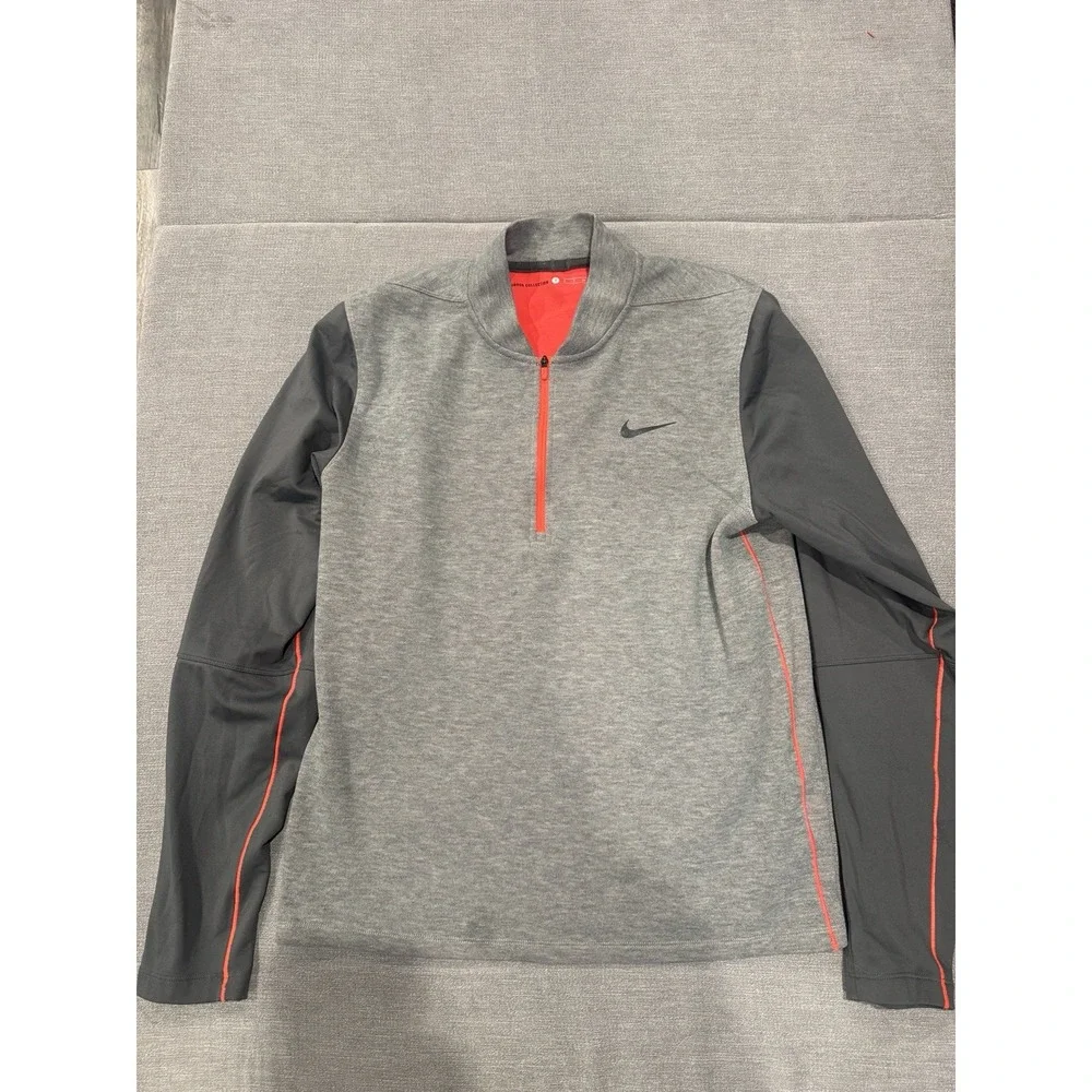 Nike TIGER WOODS COLLECTION Mens S 1/4 Zip Grey Infared Golf Pullover/Sweatshirt